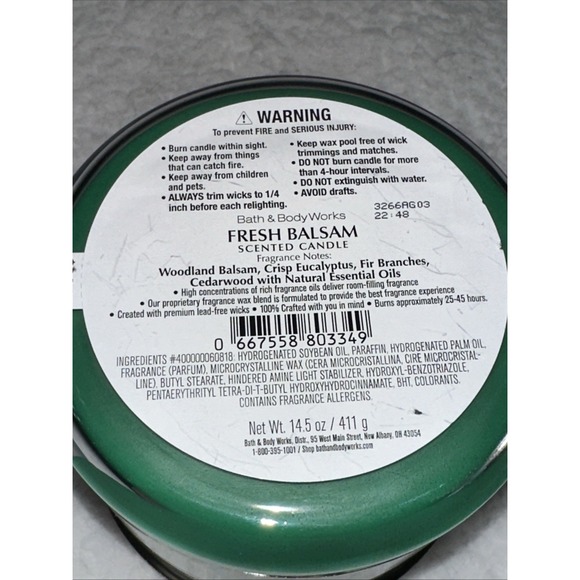 BATH & BODY WORKS FRESH BALSAM 3 WICK CANDLE BRAND NEW - Picture 15 of 16